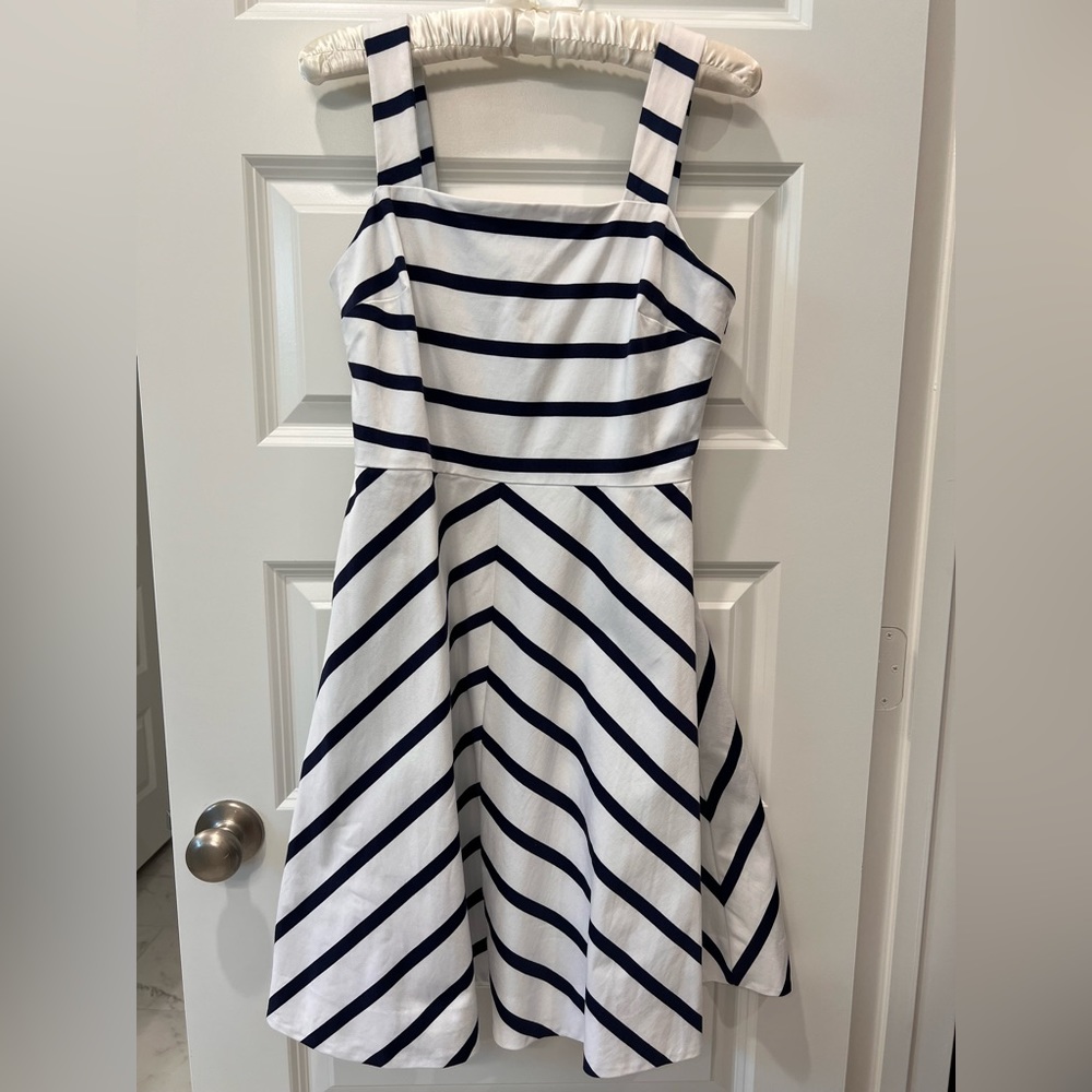 EUC Draper James Navy and White striped A-line dress. Size 4